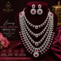 Luxury Ruby Zircon Bridal Necklace Set with Earrings