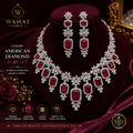 Luxury American Diamond Ruby Bridal Necklace Set with Earrings