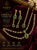 Luxury Emerald American zarrkoon Diamond Necklace Set with Earrings