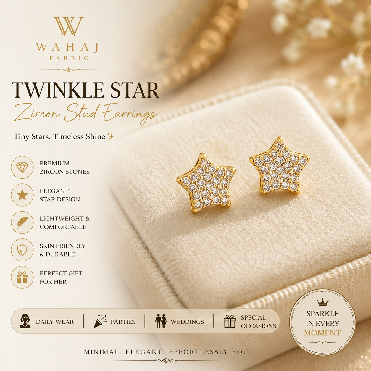 Twinkle Star Zircon Stud Earrings