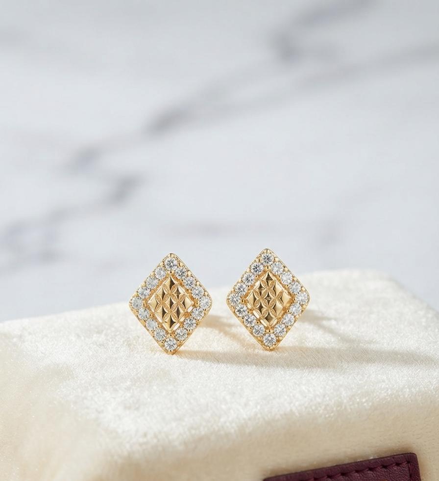 Luxury Gold Zarkoon Stone Tops for Women | Premium Stud Earrings