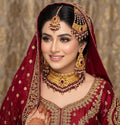 Luxury Antique Gold Bridal Jewelry Set with Ruby & Emerald Stones