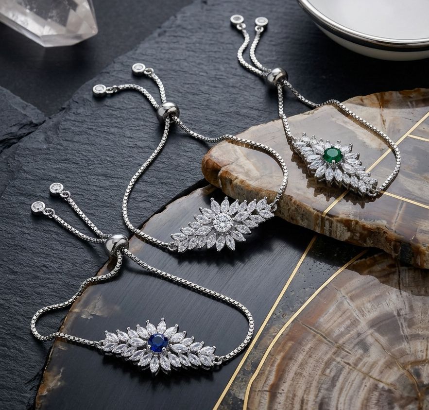 Luxury Adjustable Crystal Flower Bracelet for Women