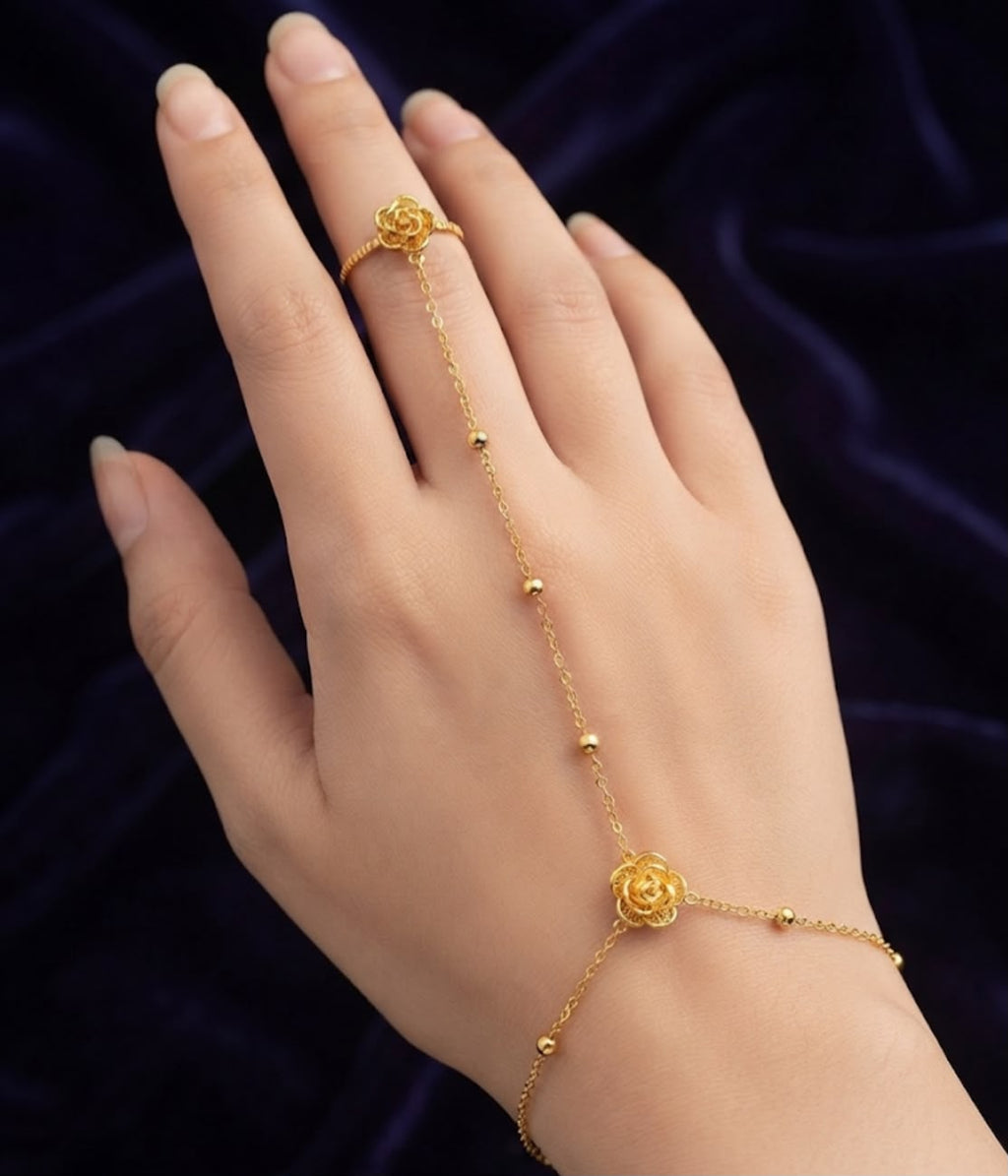 Luxury Gold Polish Floral Hand Accessory