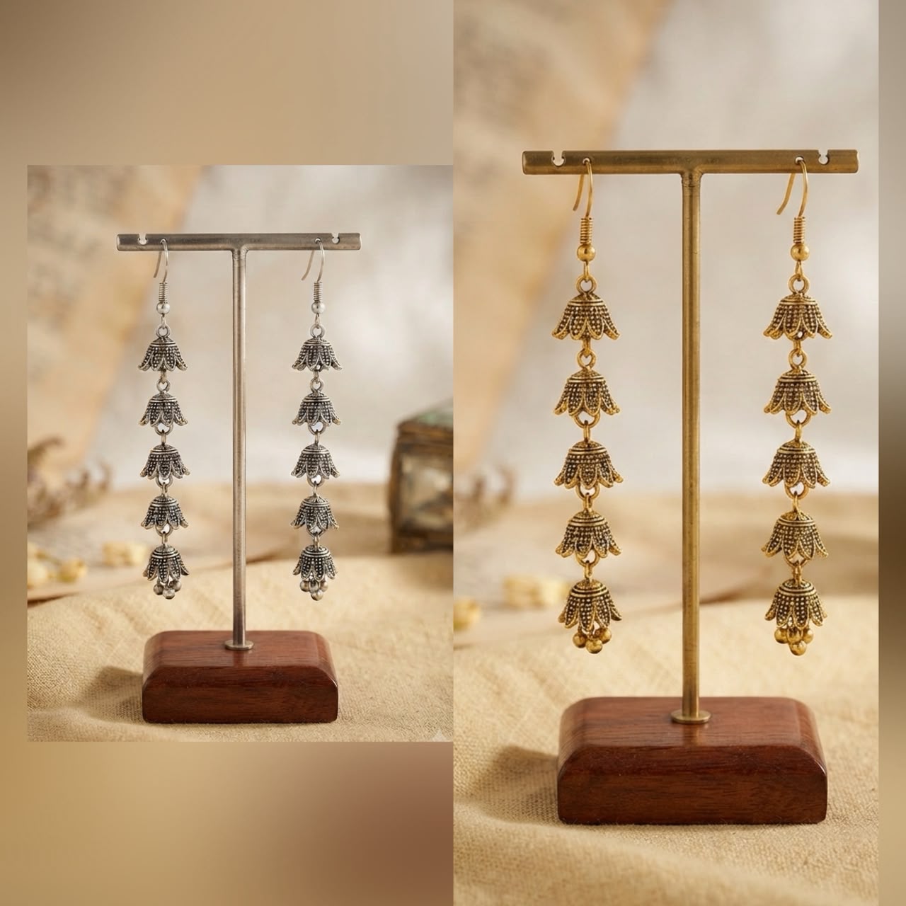 1 × Pair of Vintage Long Drop Earrings