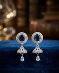 Royal Sapphire Blue Zircon Jhumki Earrings
