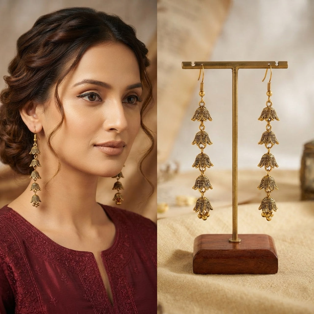 1 × Pair of Vintage Long Drop Earrings