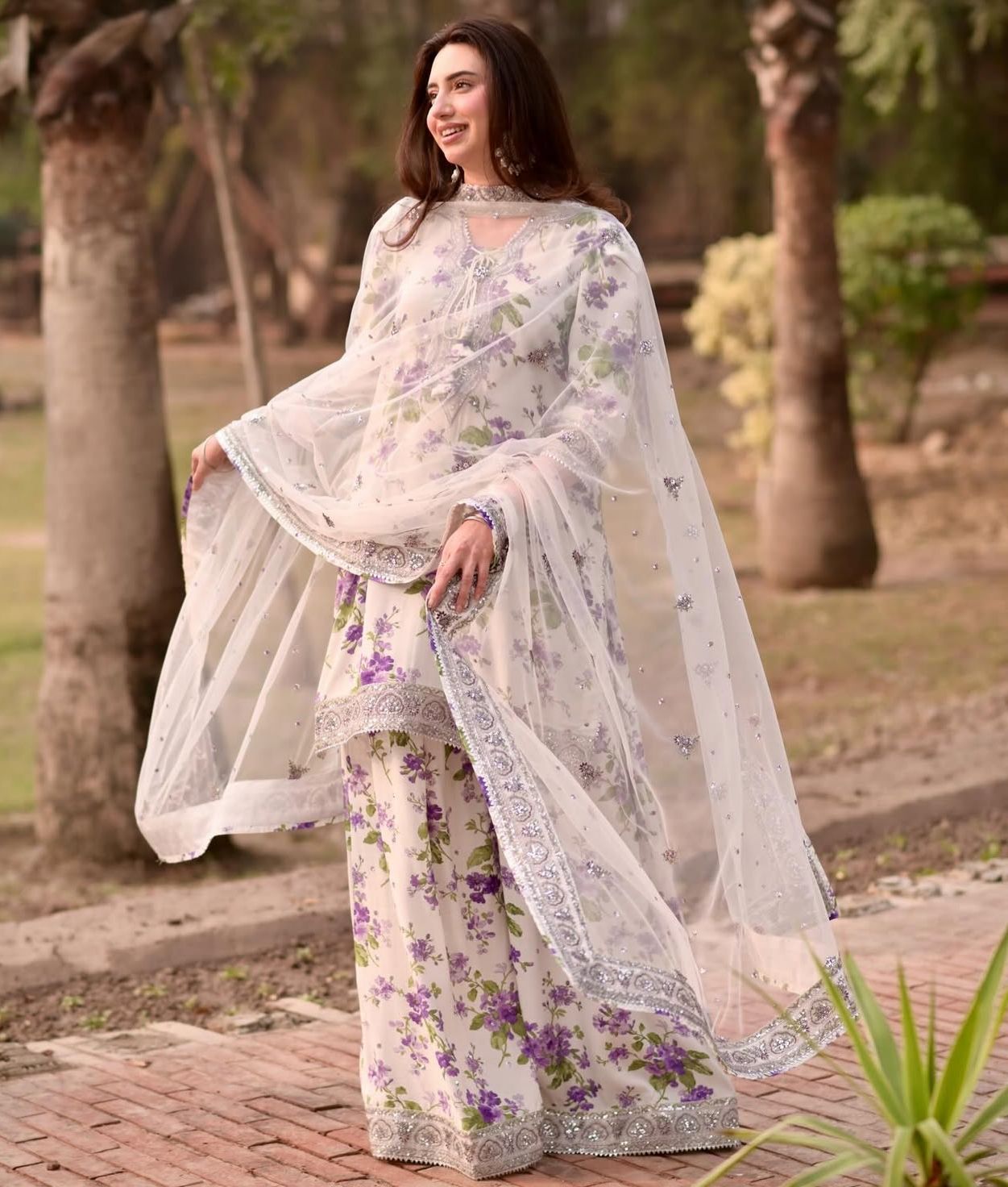 ANEELAS 1069 Luxury Lawn 3-Piece Unstitched Suit – Organza Embroidered Dupatta
